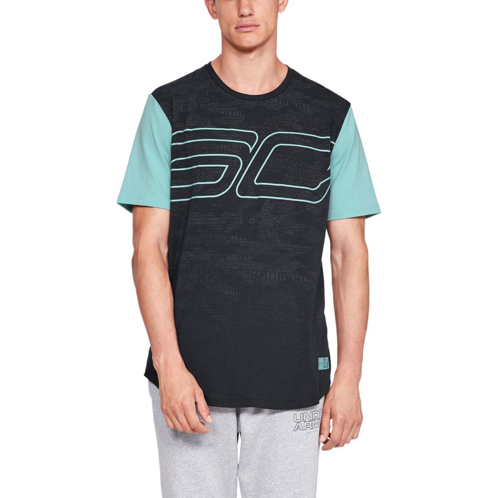 Camiseta Manga Curta Masculina Under Armour SC30 Big Logo Cinza