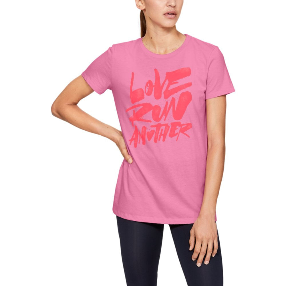 Camiseta de Corrida Under Armour Love Run Another Rosa Feminino