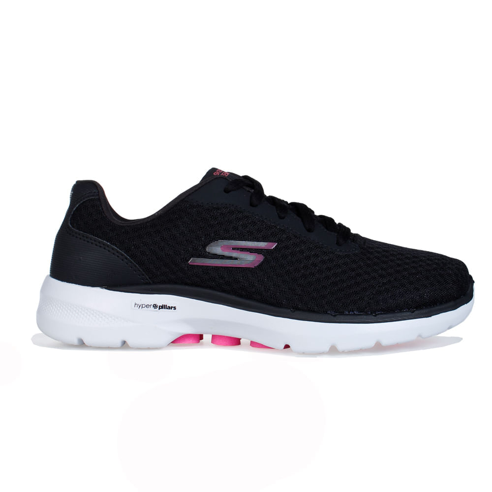 Tênis Skechers Go Walk 6 Iconic Vision Preto e Rosa Feminino - itapua