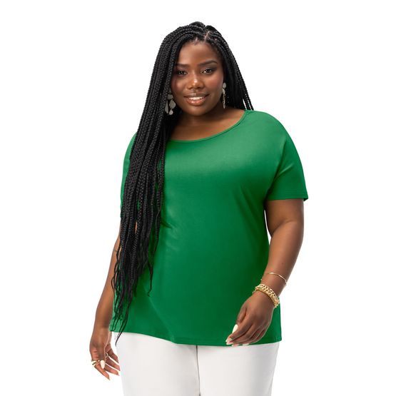 Blusa Feminina Plus Size Decote V Secret Glam Laranja - itapua