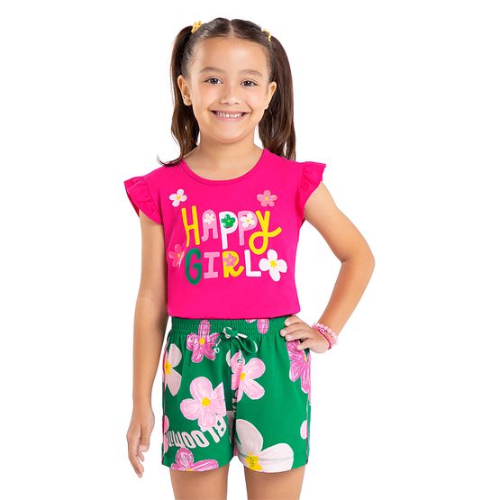 Conjunto Infantil Blusa Com Shorts Rovi Kids Rosa - itapua