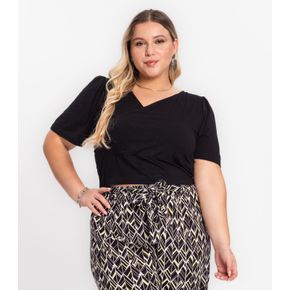 Blusa Feminina Plus Size Decote V Secret Glam Laranja - itapua