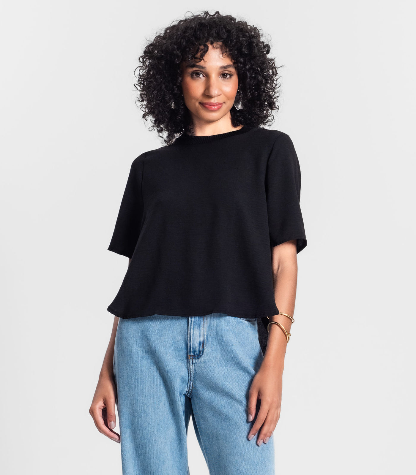 Blusa Feminina Manga Curta Rovitex Preto
