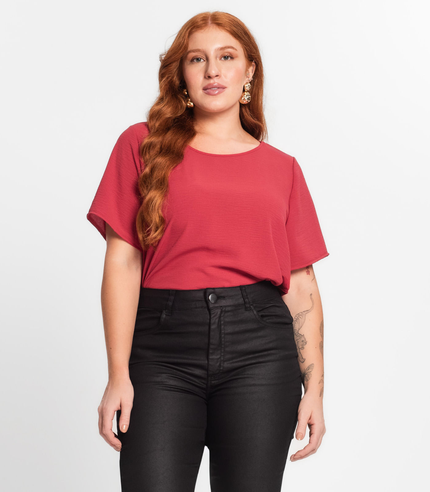 Blusa Feminina Plus Size Secret Glam Vermelho