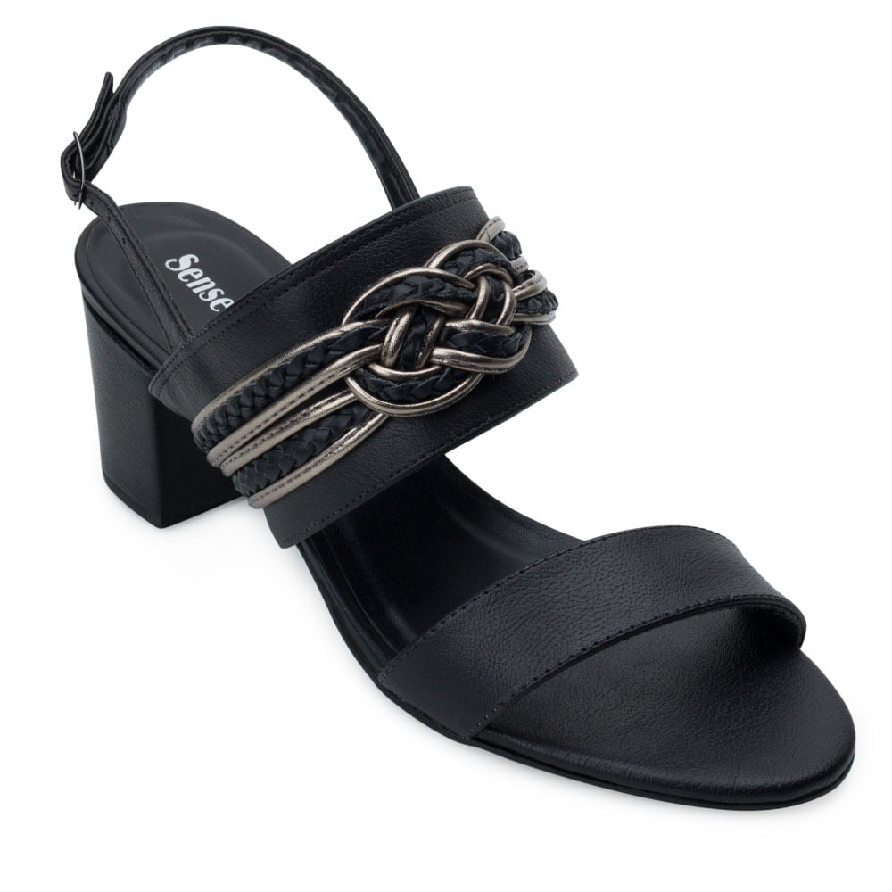 Sandália Sense Flex AN21-083495 Preto-Prata TAM 40 ao 44