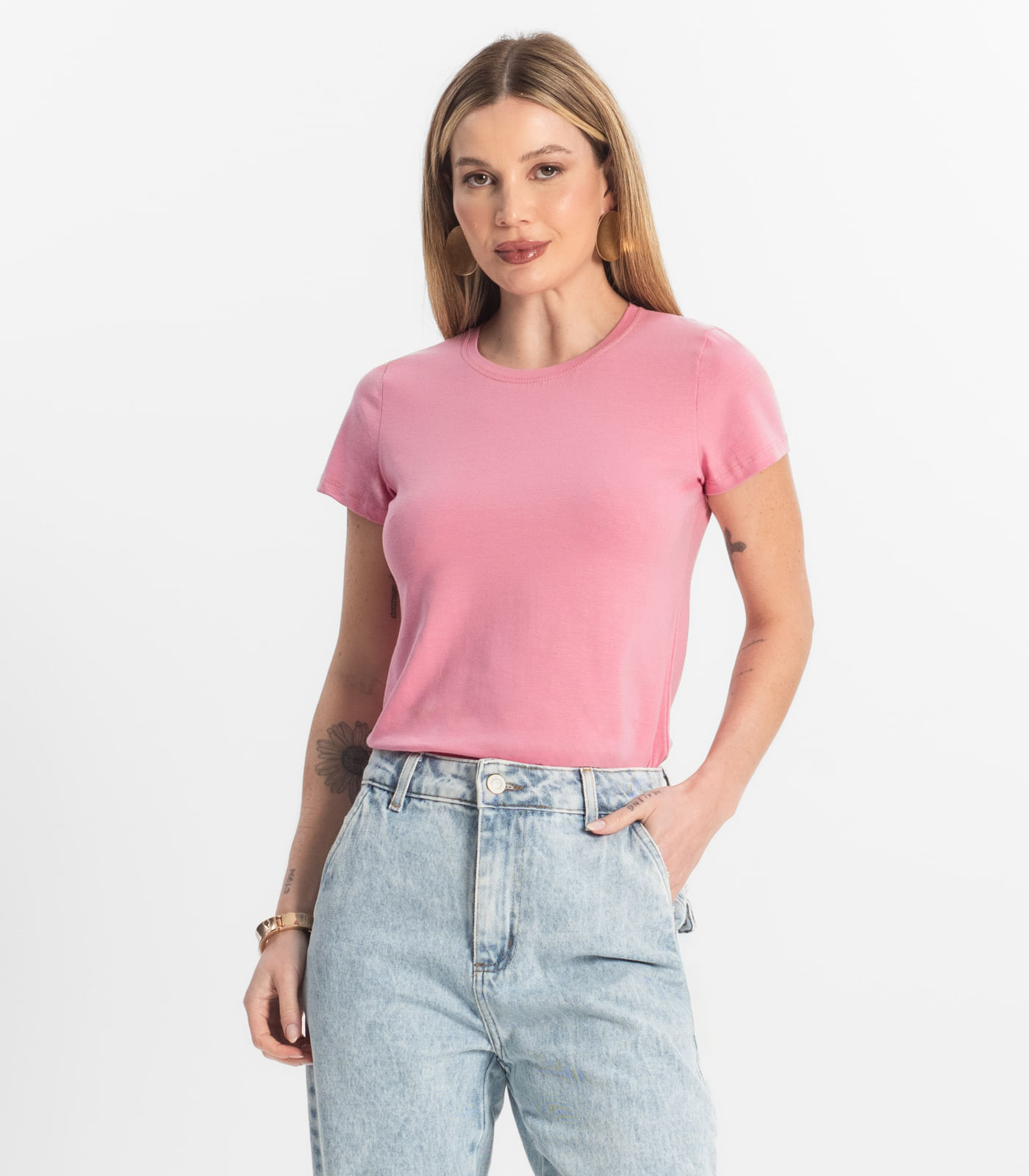 Blusa Feminina Cotton Leve Básica Rovitex Rosa