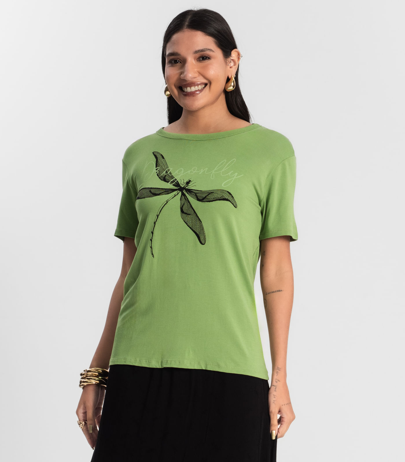 Blusa T-Shirt Feminina Libélula Verde