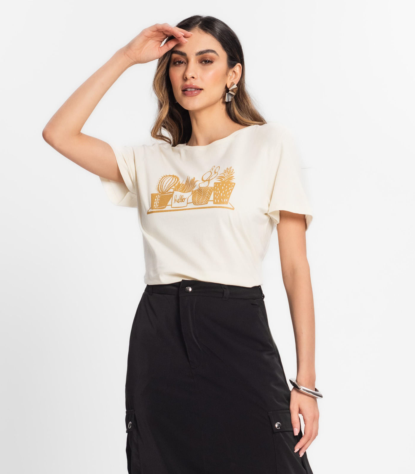 Blusa T-Shirt Feminina Estampada Select Bege