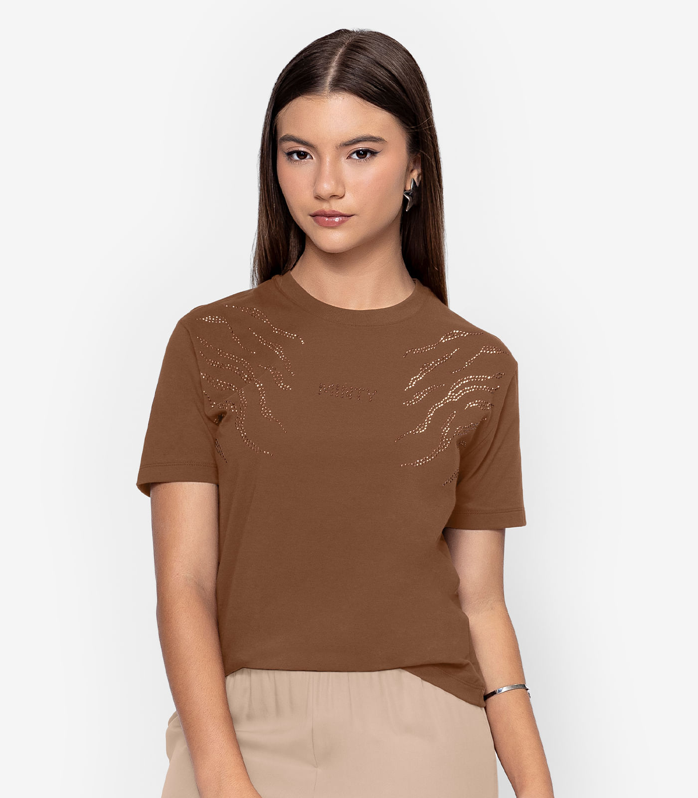 T- Shirt Feminina Minty Marrom