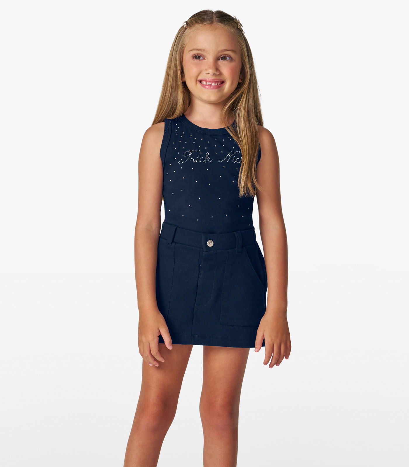Regata feminina em Cotton Leve Trick Nick Azul Marinho