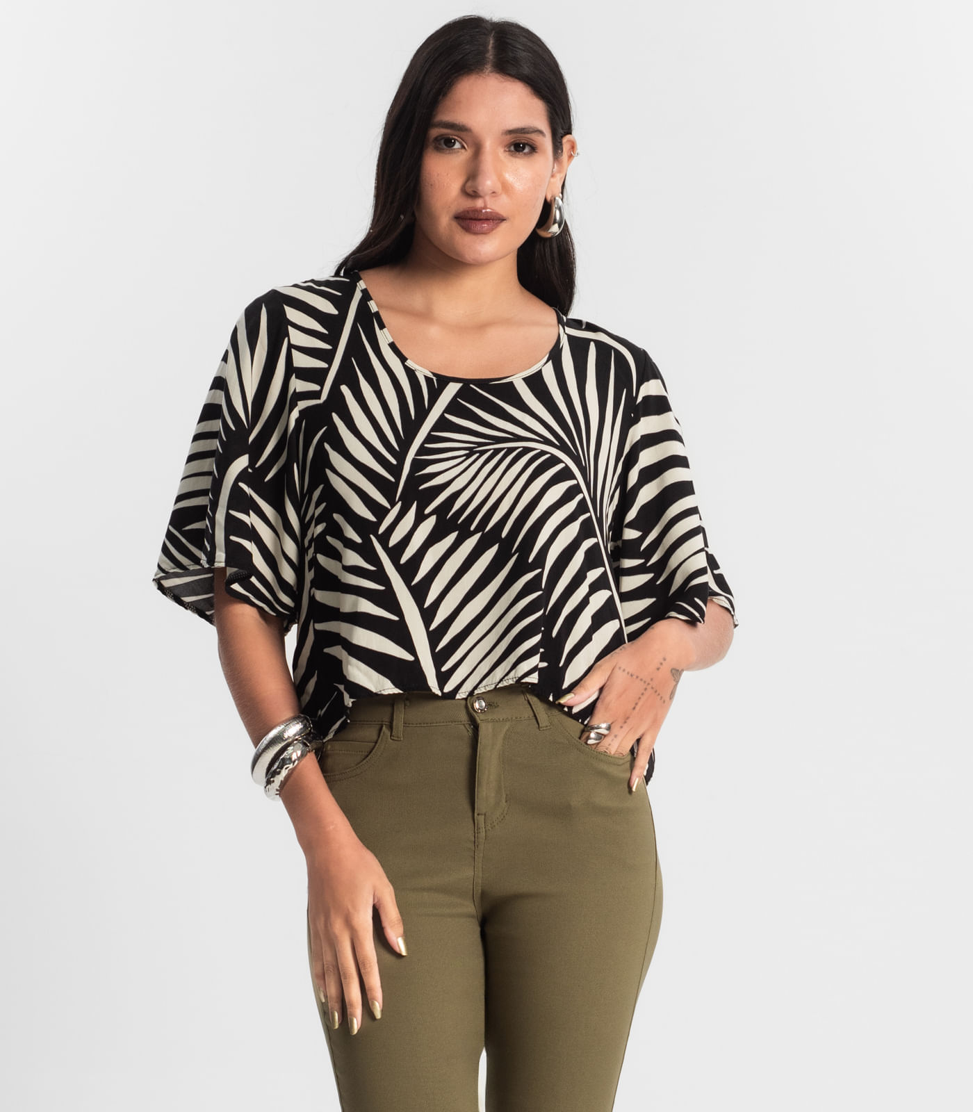 Blusa Feminina Estampada Rovitex Preto