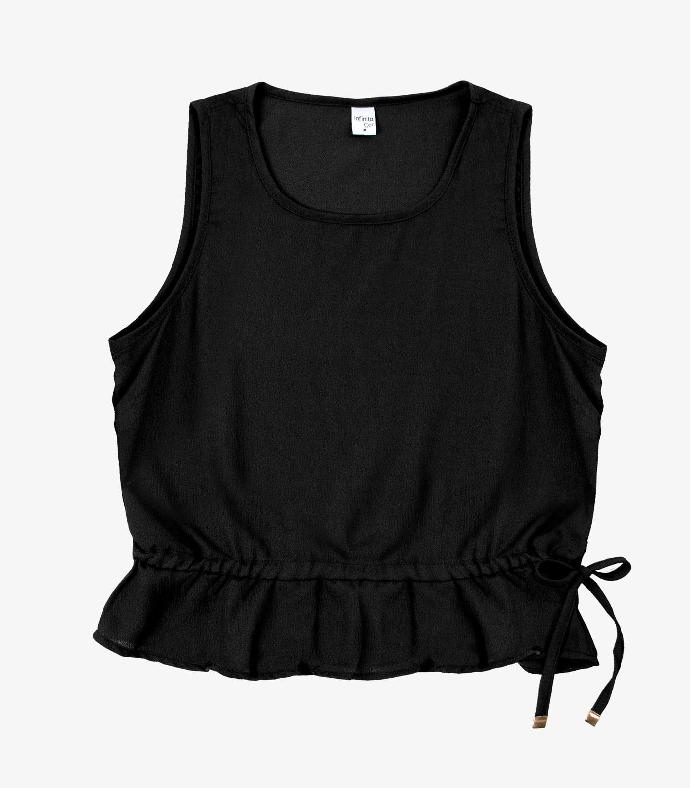 Regata Feminina em Crepe Infinita Cor Preto