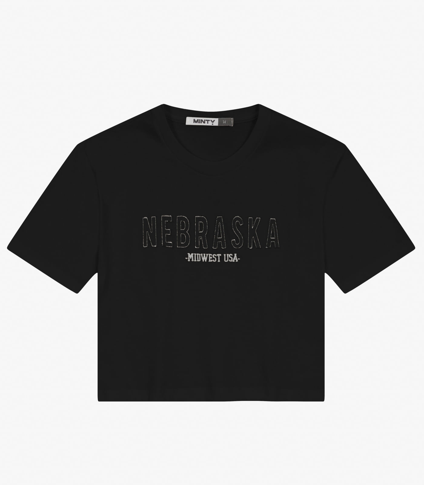T- Shirt Juvenil em Meia Malha Minty Preto