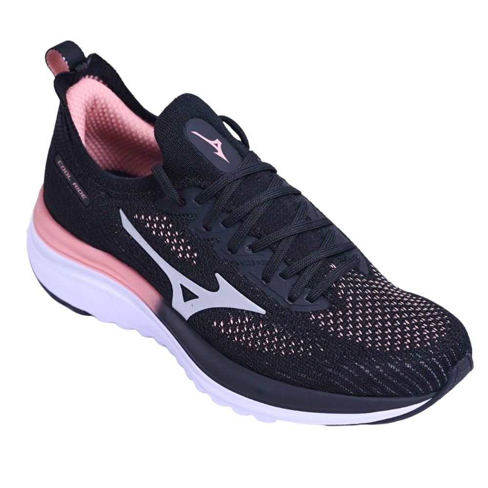 Tenis feminino preto store mizuno